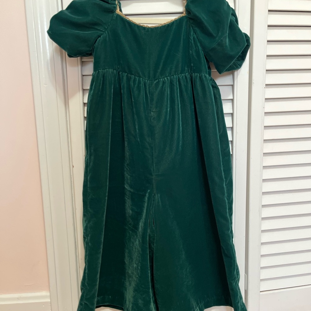 Janie & Jack Green Velvet jumpsuit